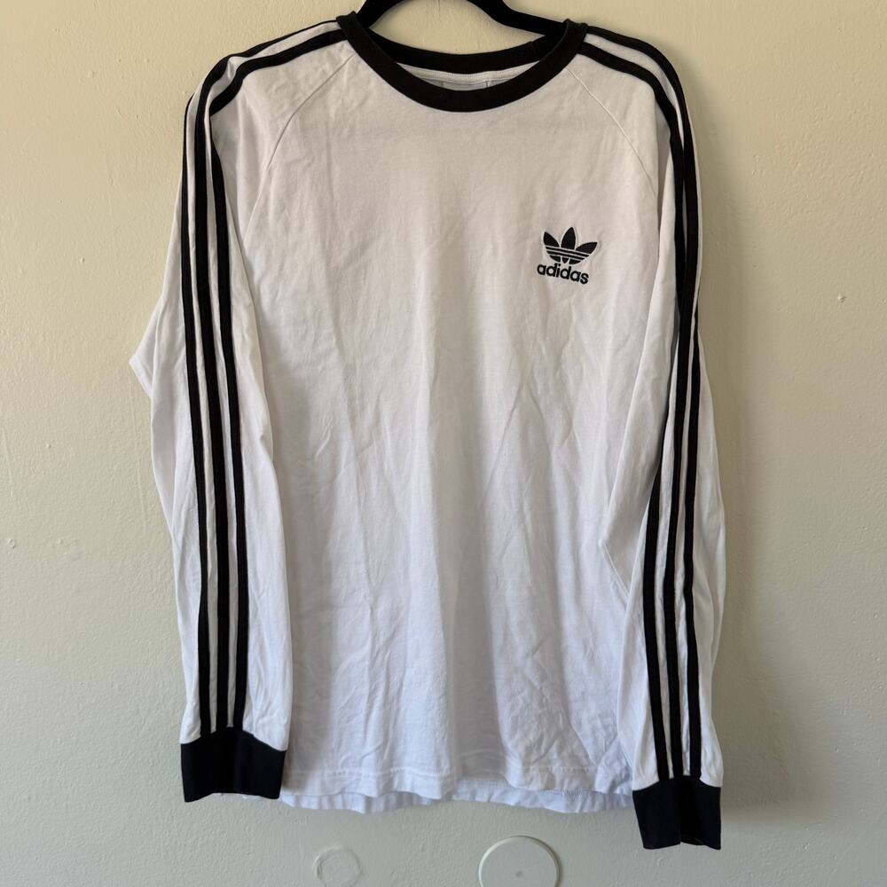 Long sleeve adidas crewneck shirt with stripes
